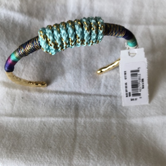 Kendra Scott Masie Gold Tone Cuff Bracelet Mint Mix Paracord NWT - Picture 4 of 13